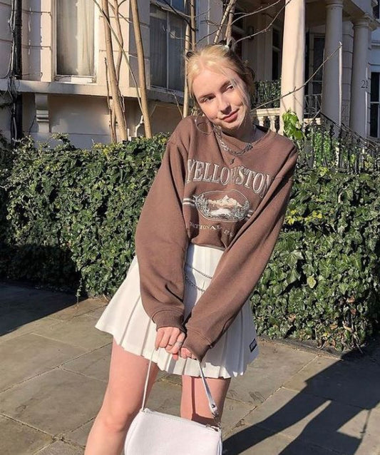 Yellowstone Brown Sweatshirt & White Skirt