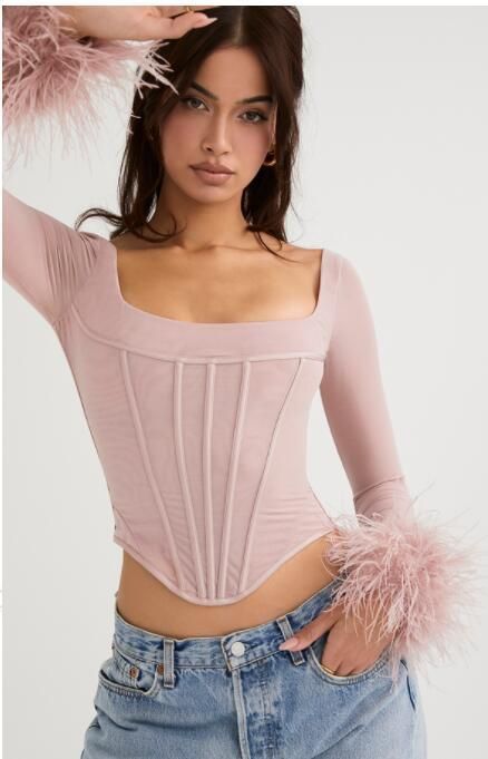 Corset Fur Sleeves Shirt