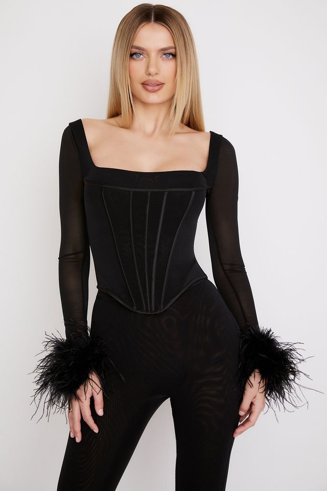 Corset Fur Sleeves Shirt